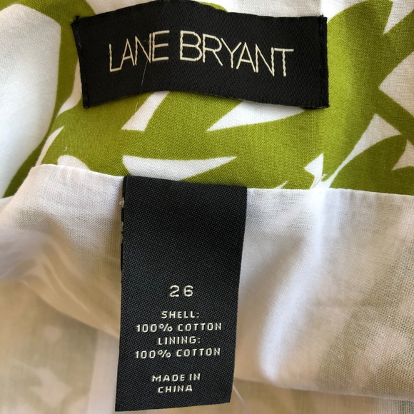 LANE BRYANT Green/White Design Wrap Skirt Sz 26 - Picture 8 of 8